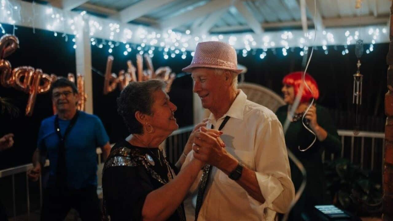Shelley pictured dancing with her husband at her birthday.