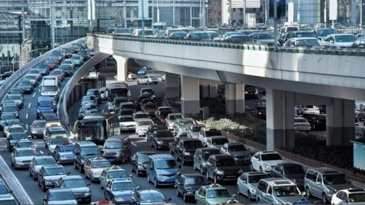 A Sydney road during peak hours.