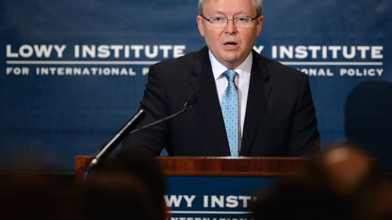 Prime Minister Kevin Rudd addresses the Lowy Institute