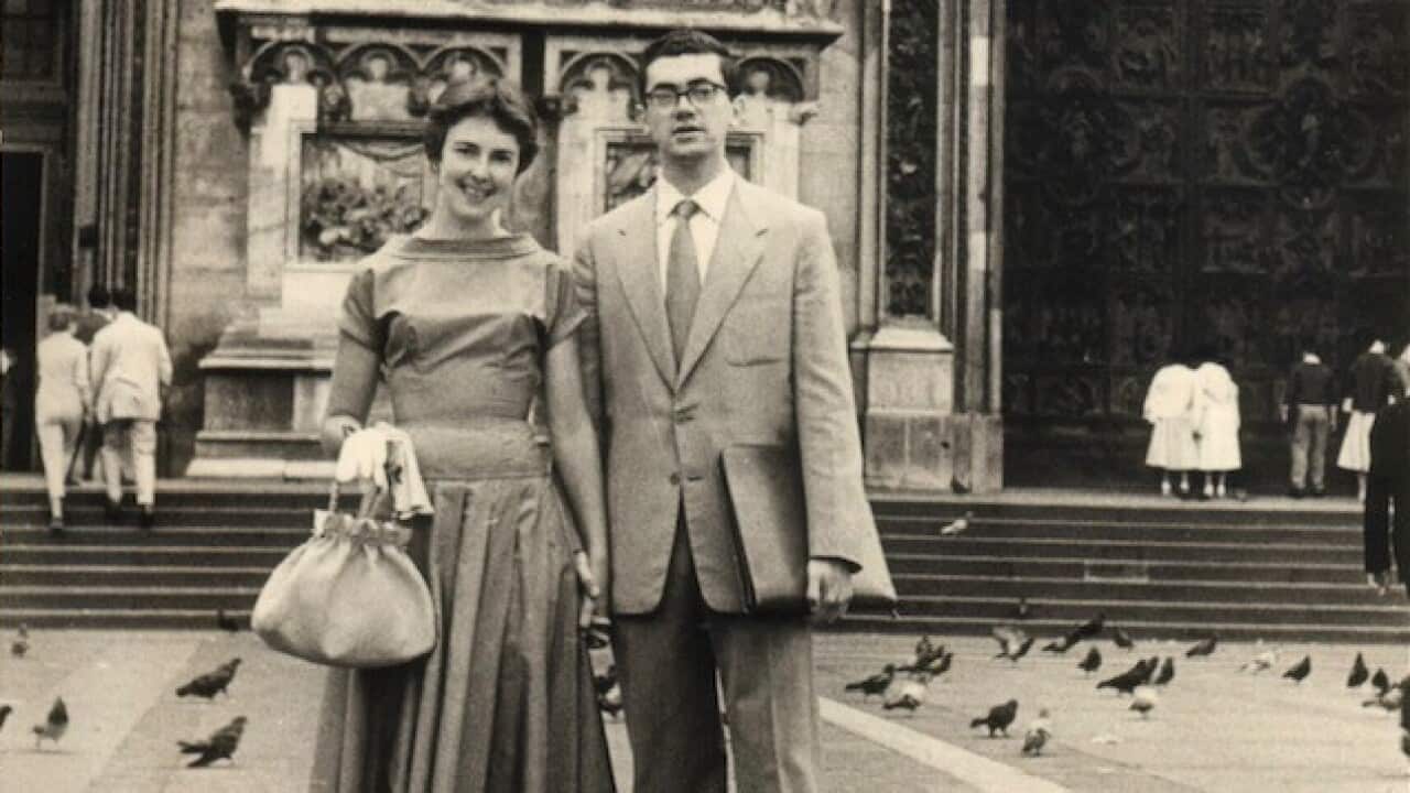 John Maneschi and his wife in Milan in 1958.