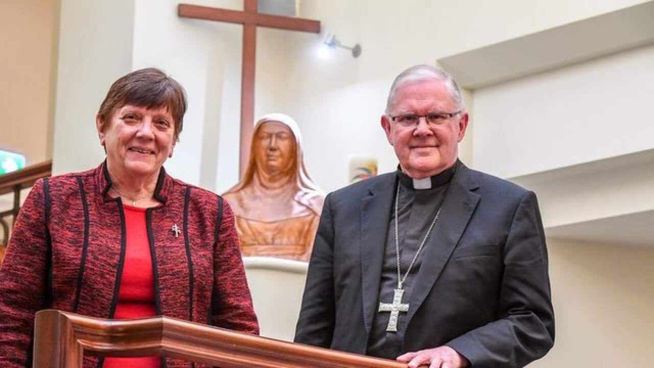 Sister Monica Cavanag and Archbishop Mark Coleridge