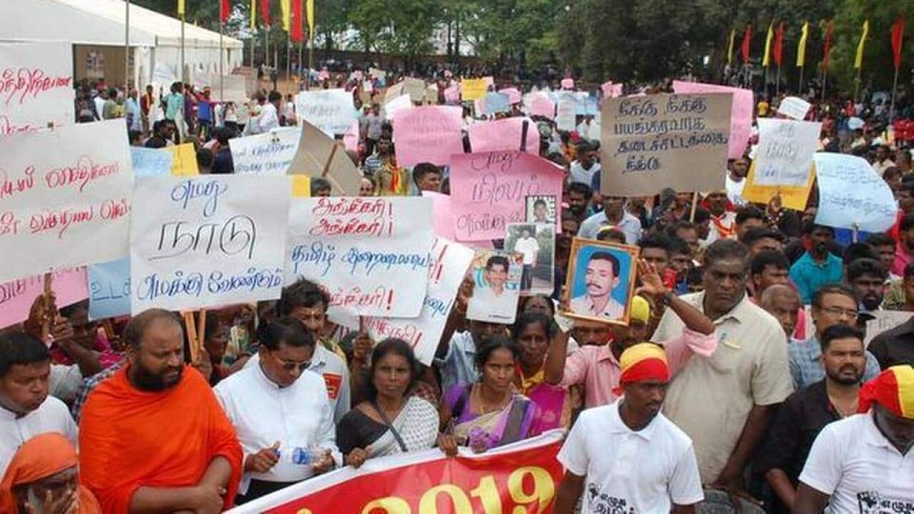 Tamils at a political procession in Jaffna