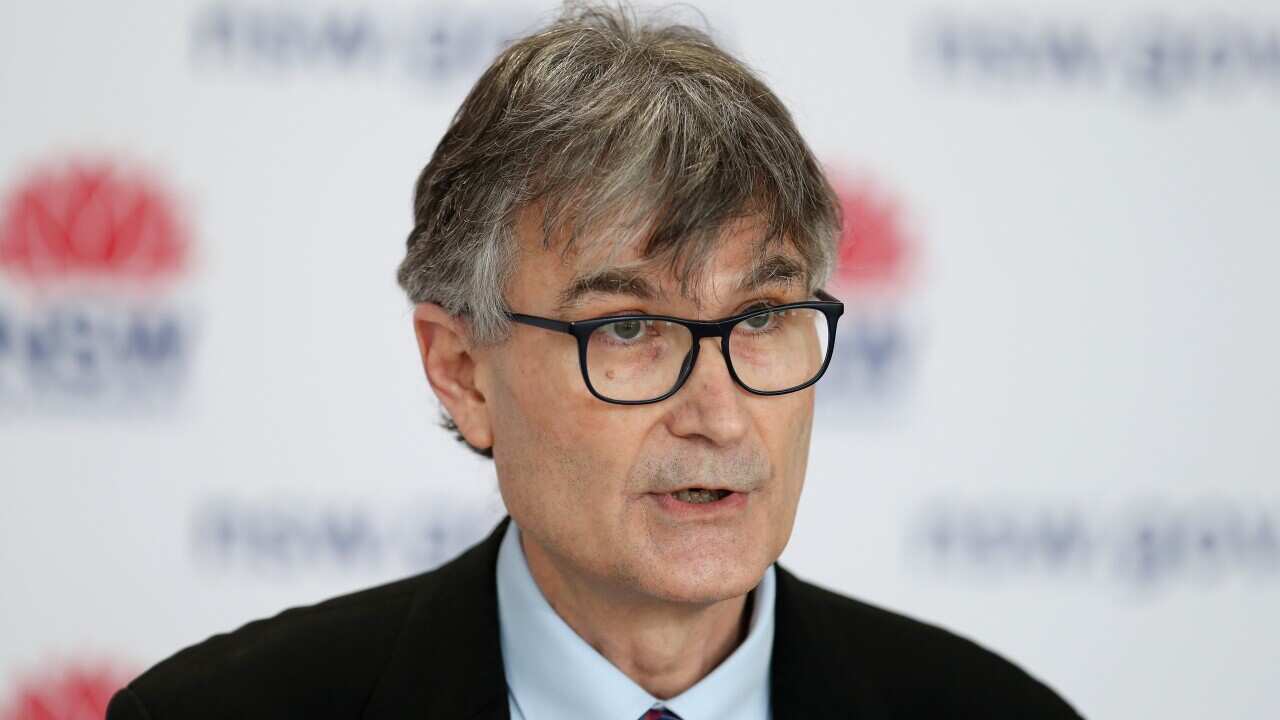 Dr Jeremy McAnulty of NSW Health speaks to the media during a press conference in Sydney.