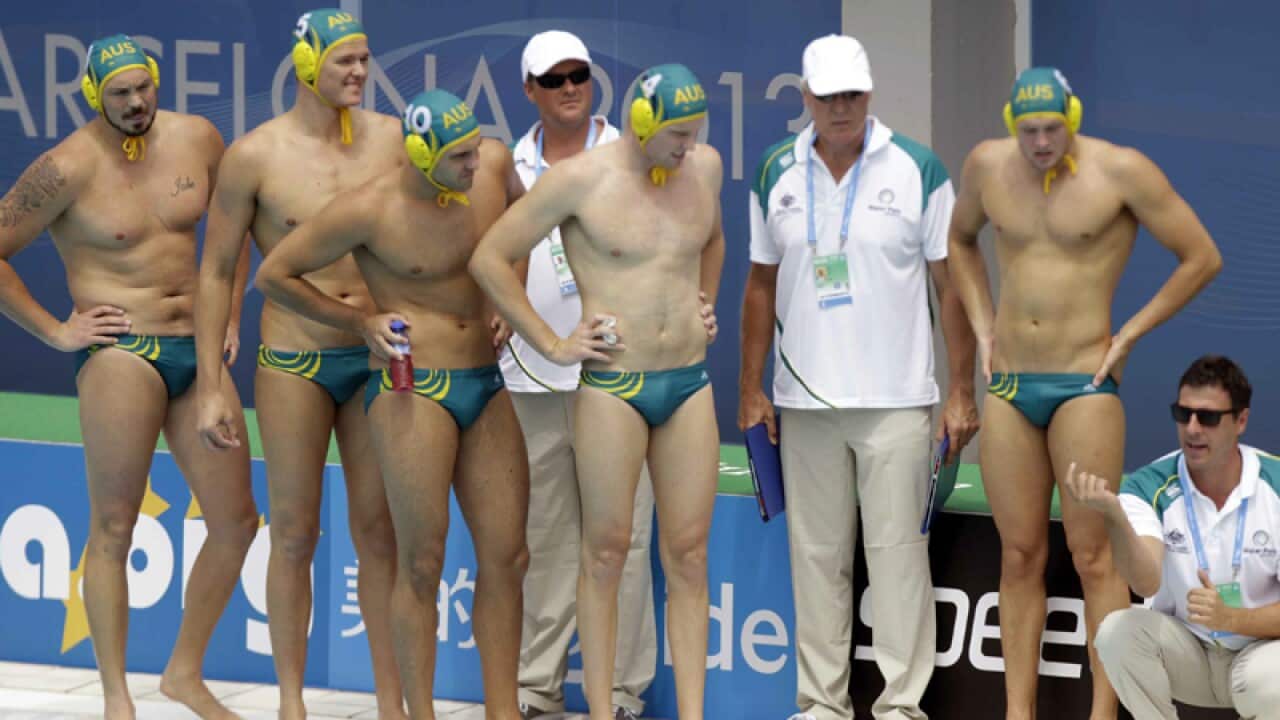 Members of the Australian men's water polo team
