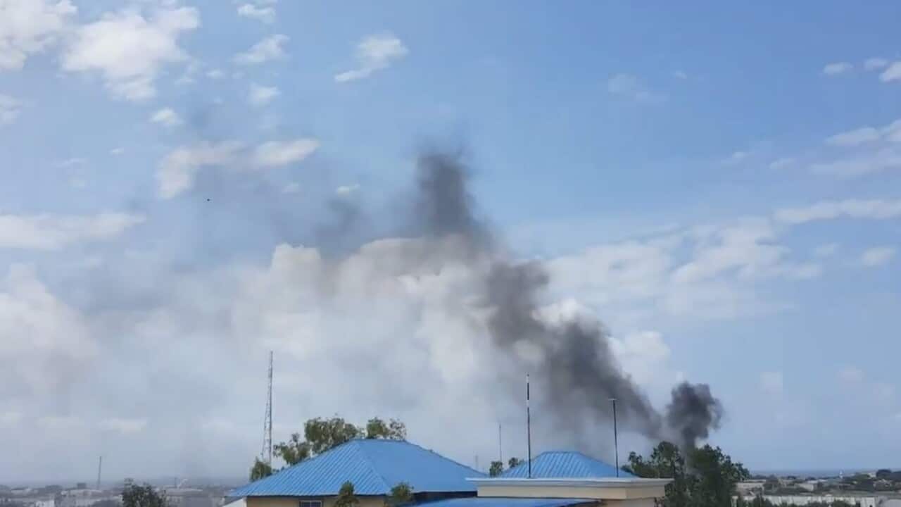 Smoke rises in Mogadishu.