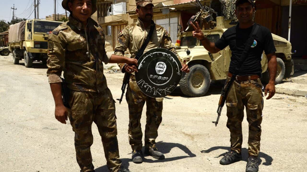Iraqi displaced people arrive to Iraqi forces in Mosul