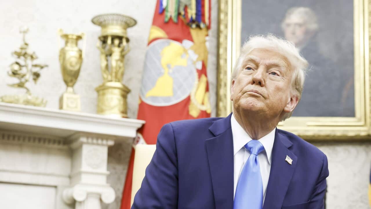 US President Donald J. Trump during a meeting with Israeli Prime Minister Benjamin Netanyahu in the Oval Office of the White House in Washington, DC, USA, 04 February 2025