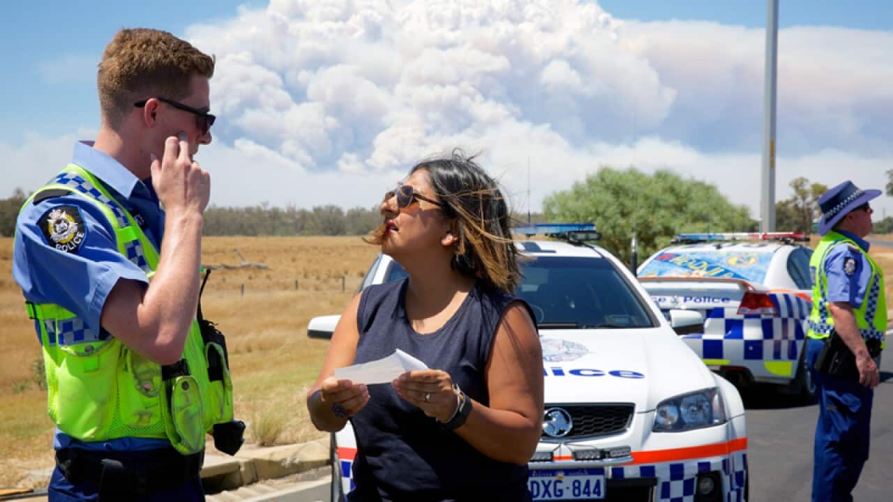 A police road block near Pinjarra