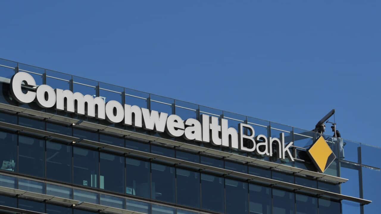 Commonwealth Bank signage at their Sydney offices