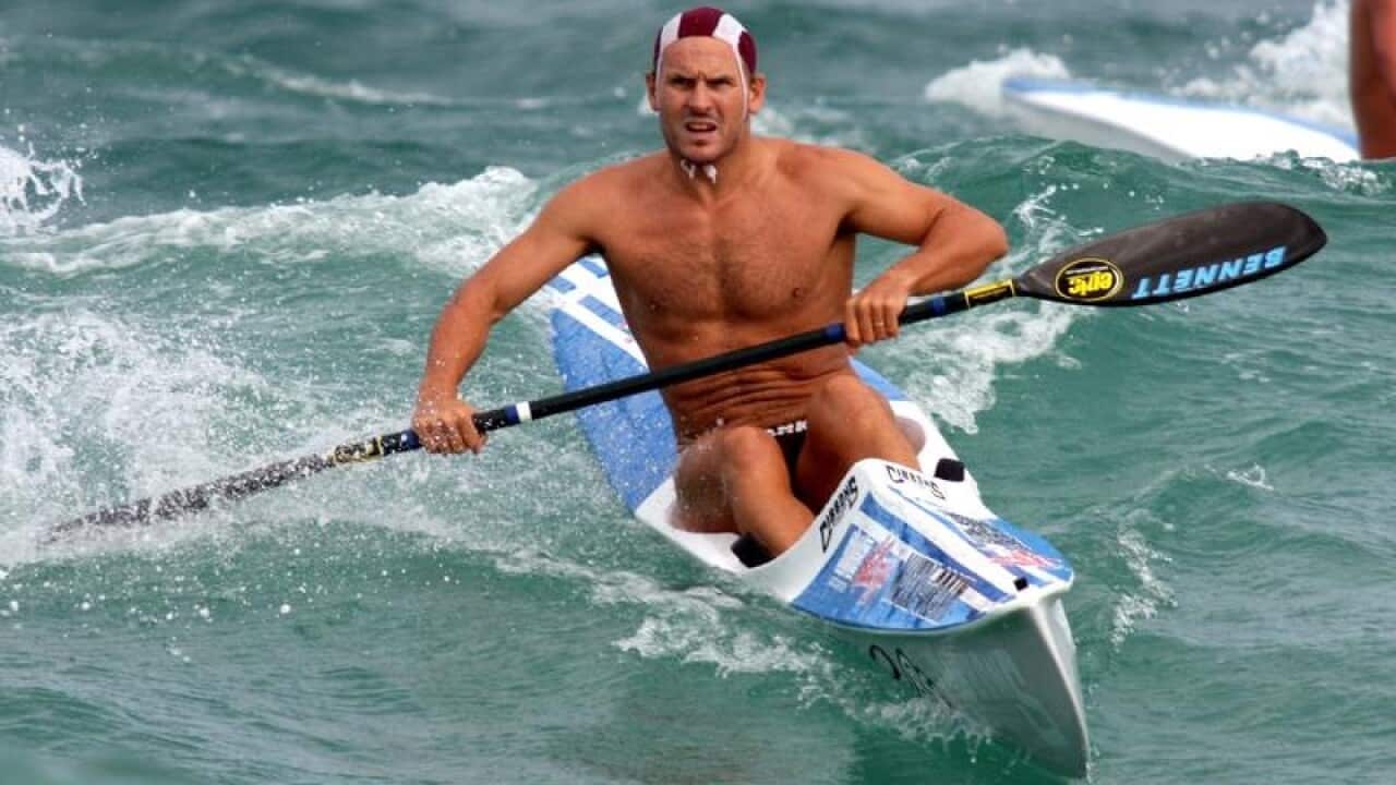 Ironman Dean Mercer competing in the SLSA Championships in WA