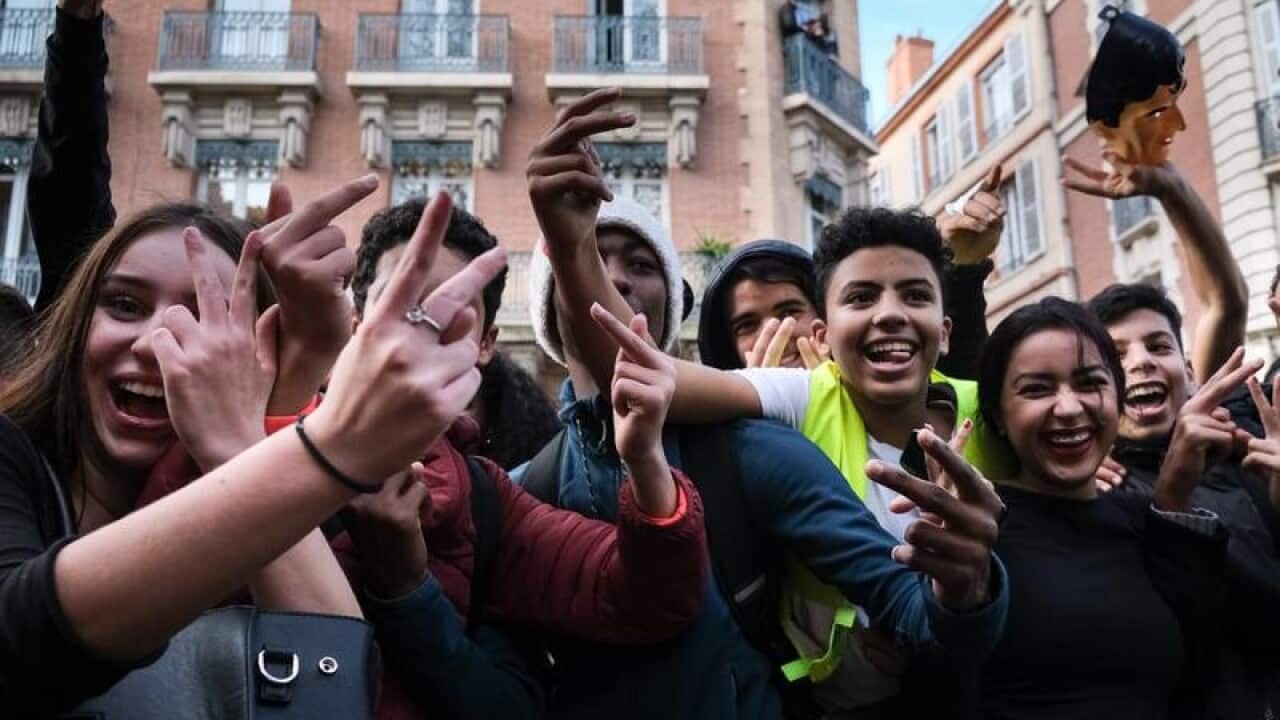 Students protest in the streets of Toulouse