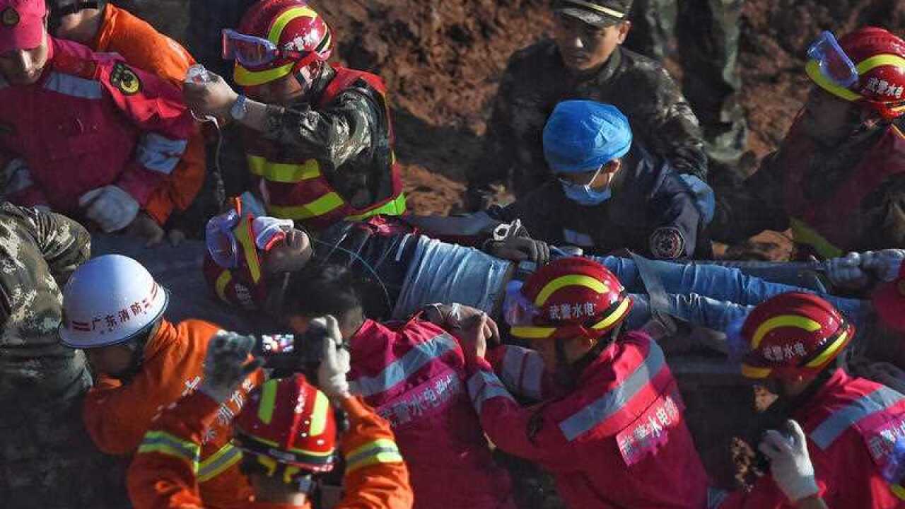 A survivor is found at the site of landslide at an industrial park in Shenzhen