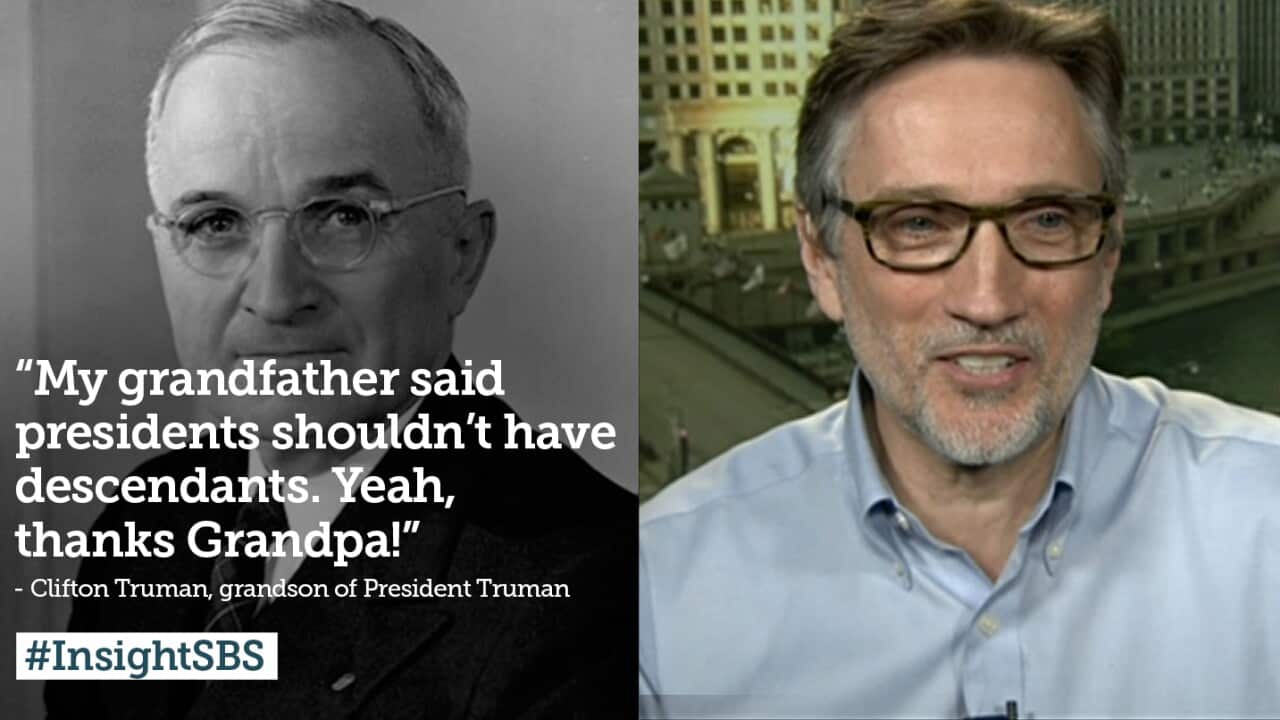 Clifton Daniel Truman (right) and his grandfather, Harry S Truman.