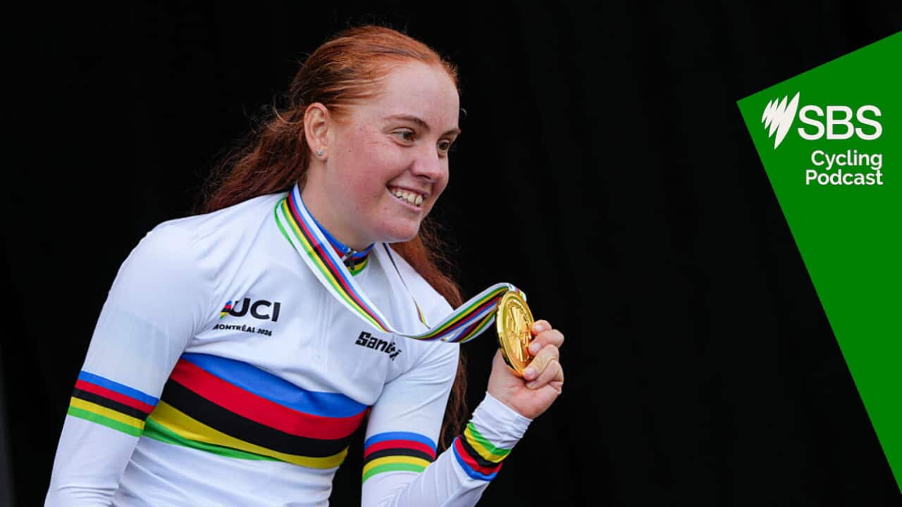 Felicity Wilson-Haffenden of Australia poses for a photo during the awards ceremony for the Women Under 23 Individual Time Trial at the 2026 UCI Road World Championships in Montreal, Quebec, Canada, on September 21, 2026. (Photo by Yuan Tian/NurPhoto via Getty Images)