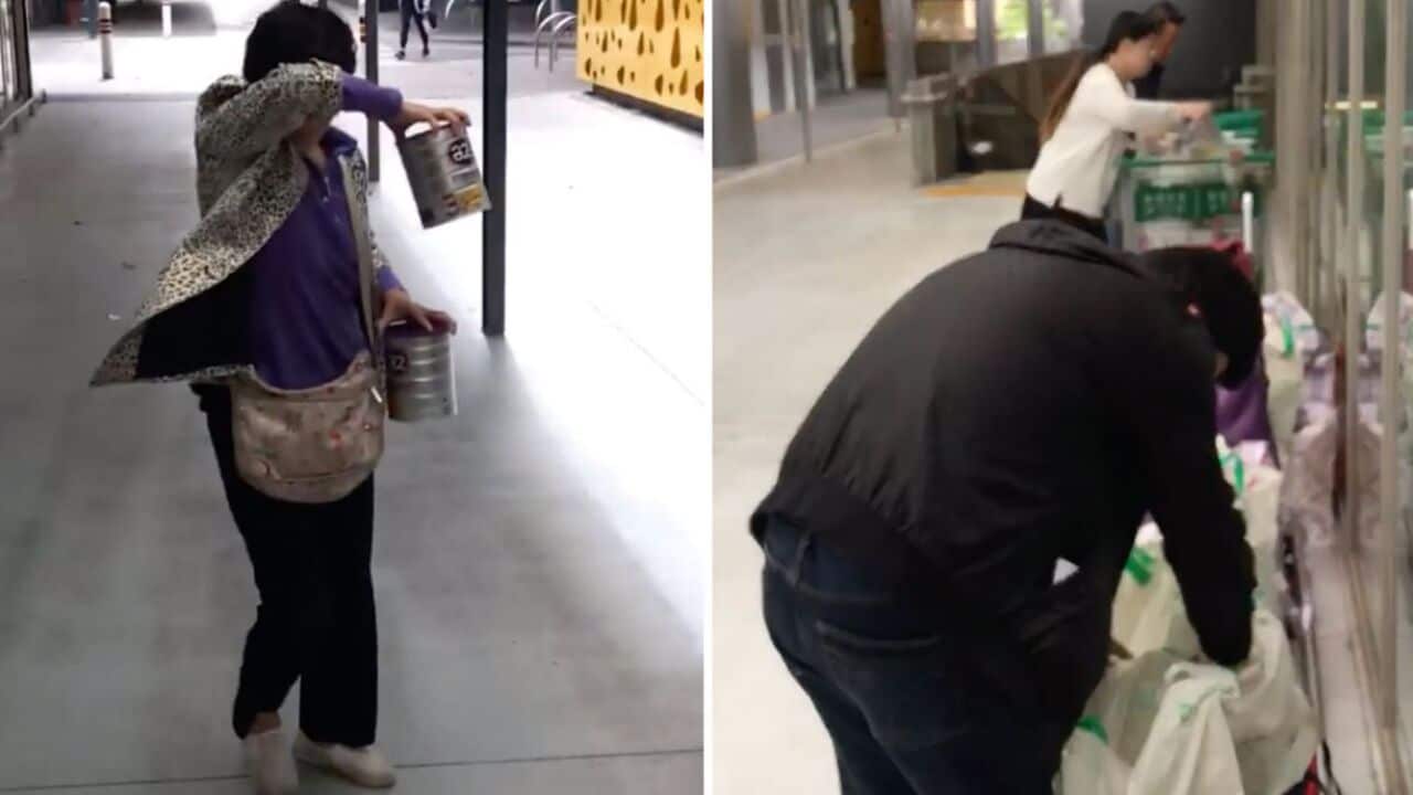 Video footage exposed a “disgraceful” shopping tactic being employed by daigou shoppers to stockpile containers of baby formula.