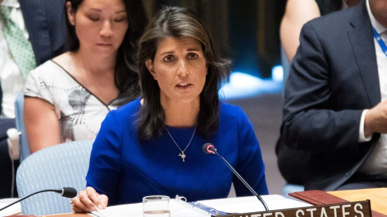 American Ambassador to the United Nations Nikki Haley speaks during a Security Council meeting on the situation in the Myanmar, Tuesday, Aug. 28, 2018