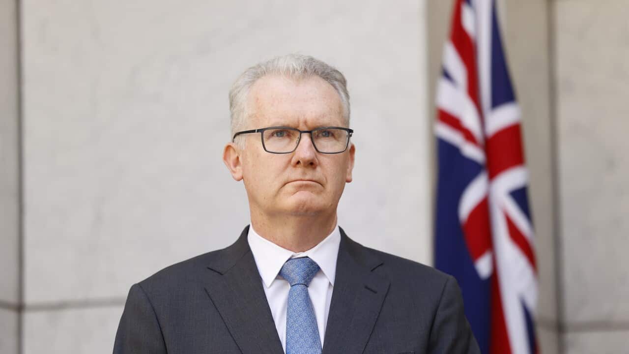 Minister for Home Affairs Tony Burke speaks to the media at Parliament House, December 2025.