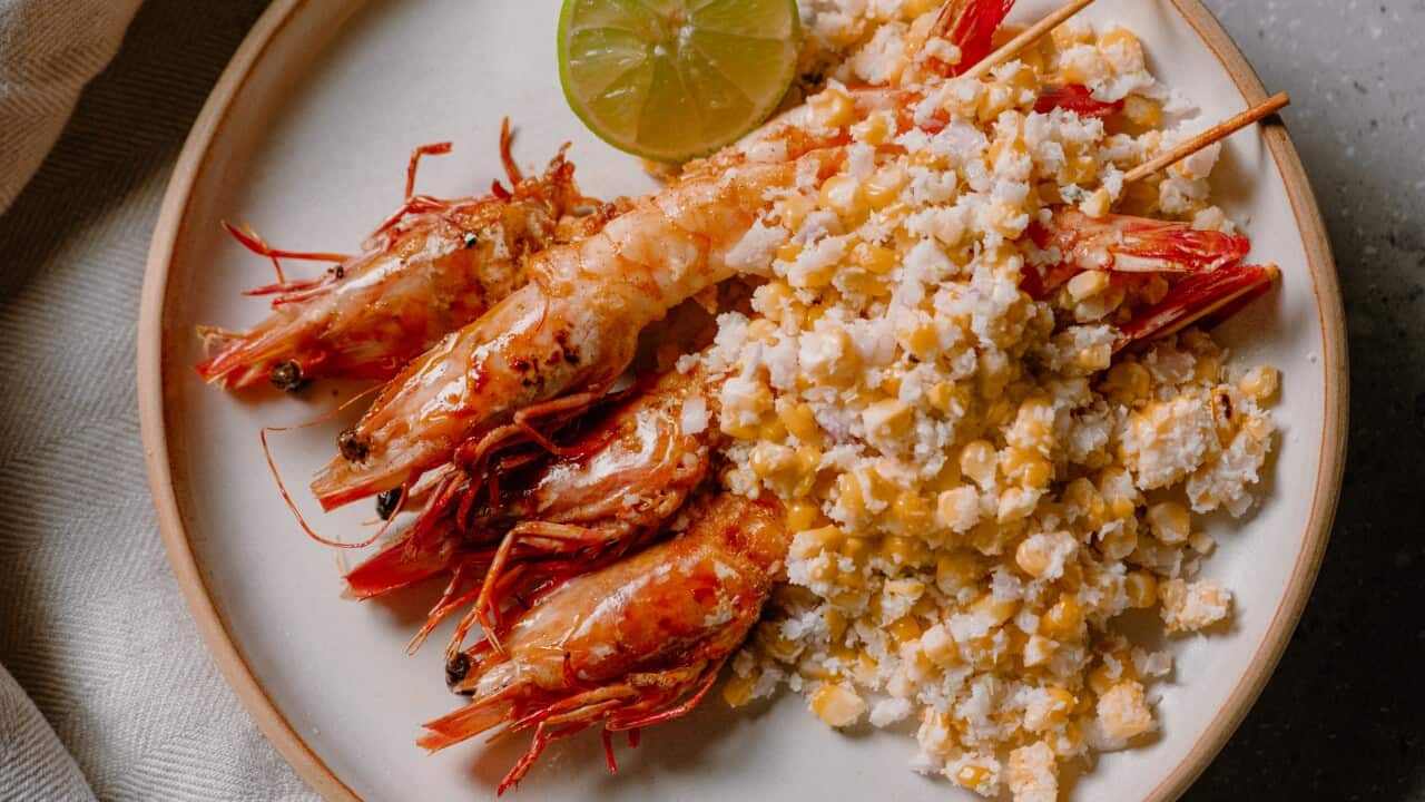 Grilled prawns with ghee and vanilla