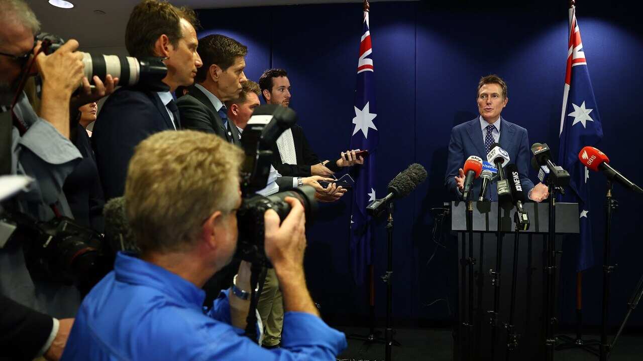 Christian Porter faces the media at Thursday's emotional press conference