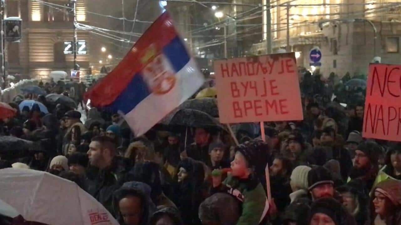 Protests in the Serbian capital, Belgrade, are now being held across cities in Serbia.