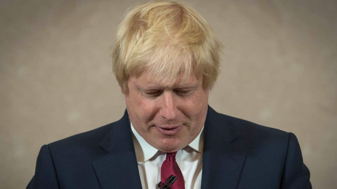 Boris Johnson speaks during a press conference at St Ermin's Hotel in London