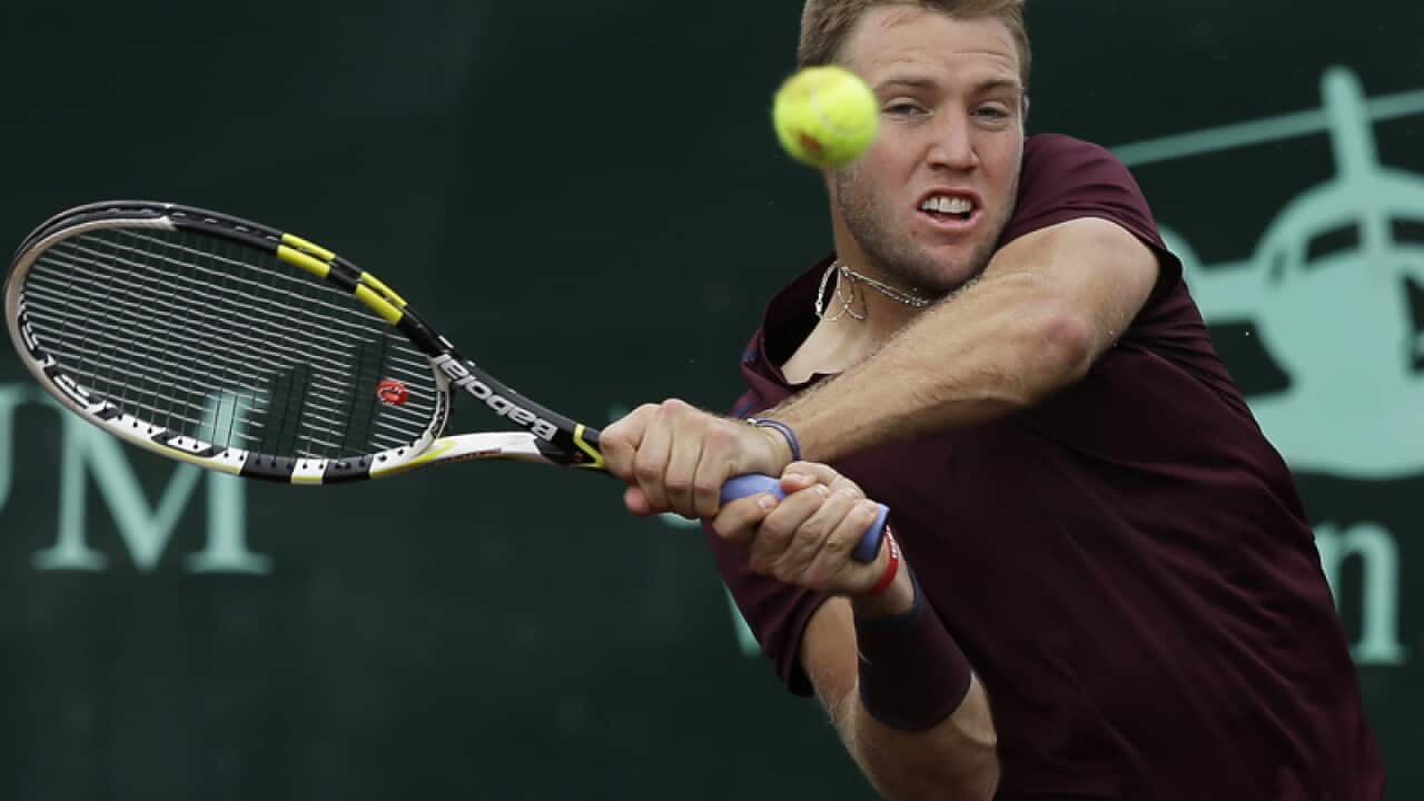 Jack Sock, of the United States