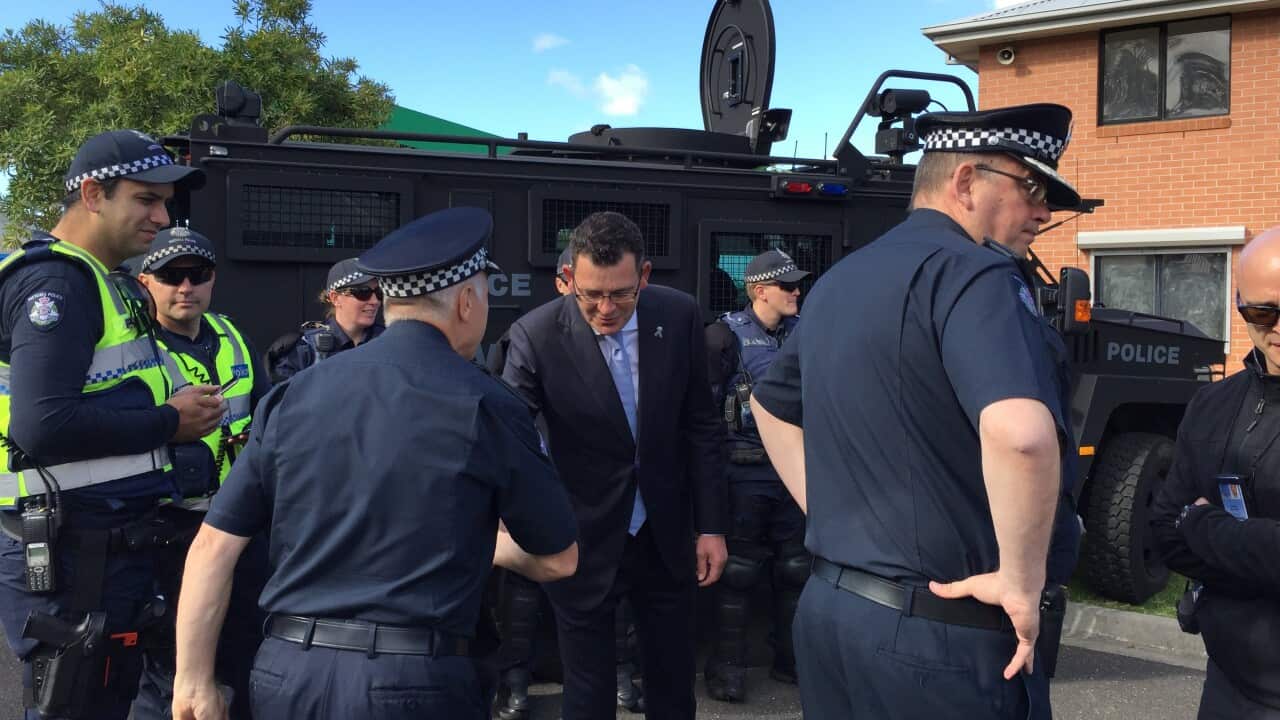 Daniel Andrews announcing an increase in police numbers ahead of budget