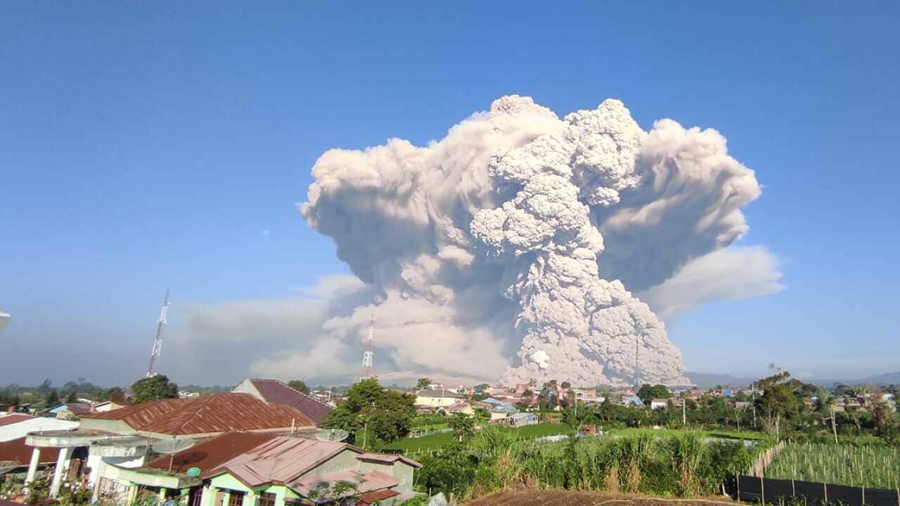 Indonesian volcano, Mt Sinabung which recently erupted.