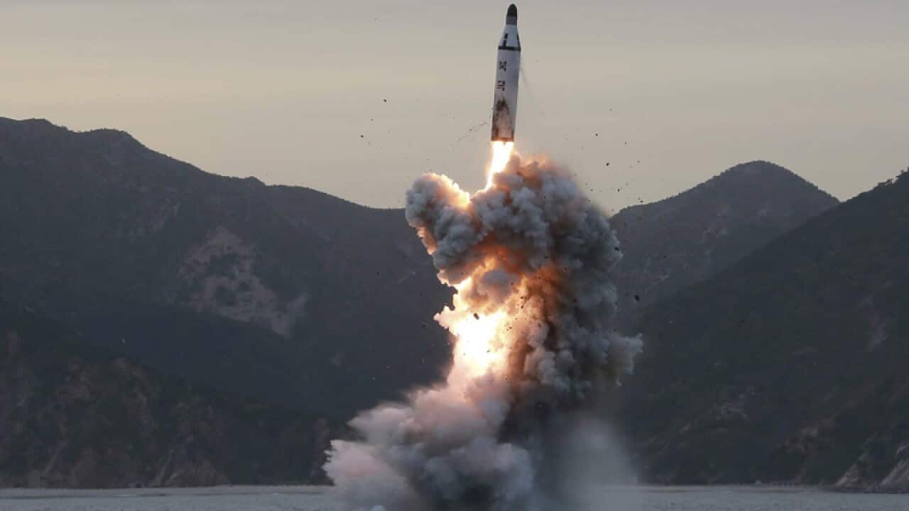 An underwater test-fire in North Korea