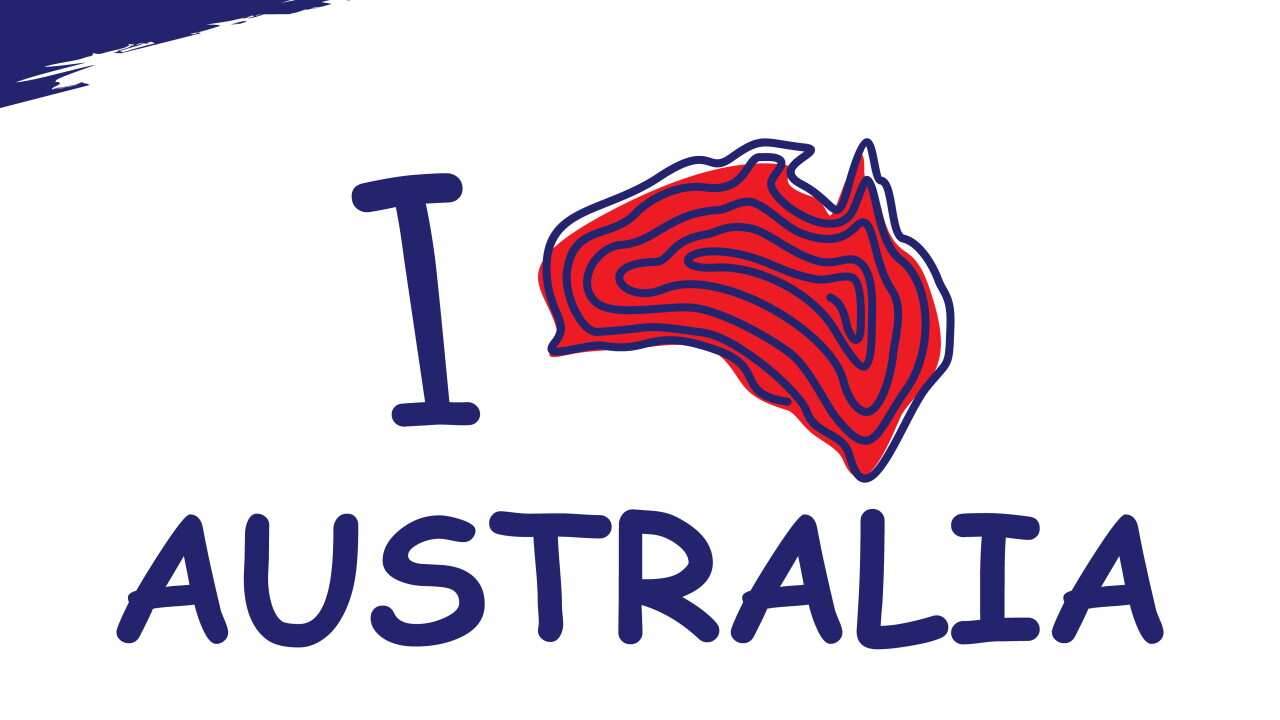 I Love Australia background with map fingerprint style