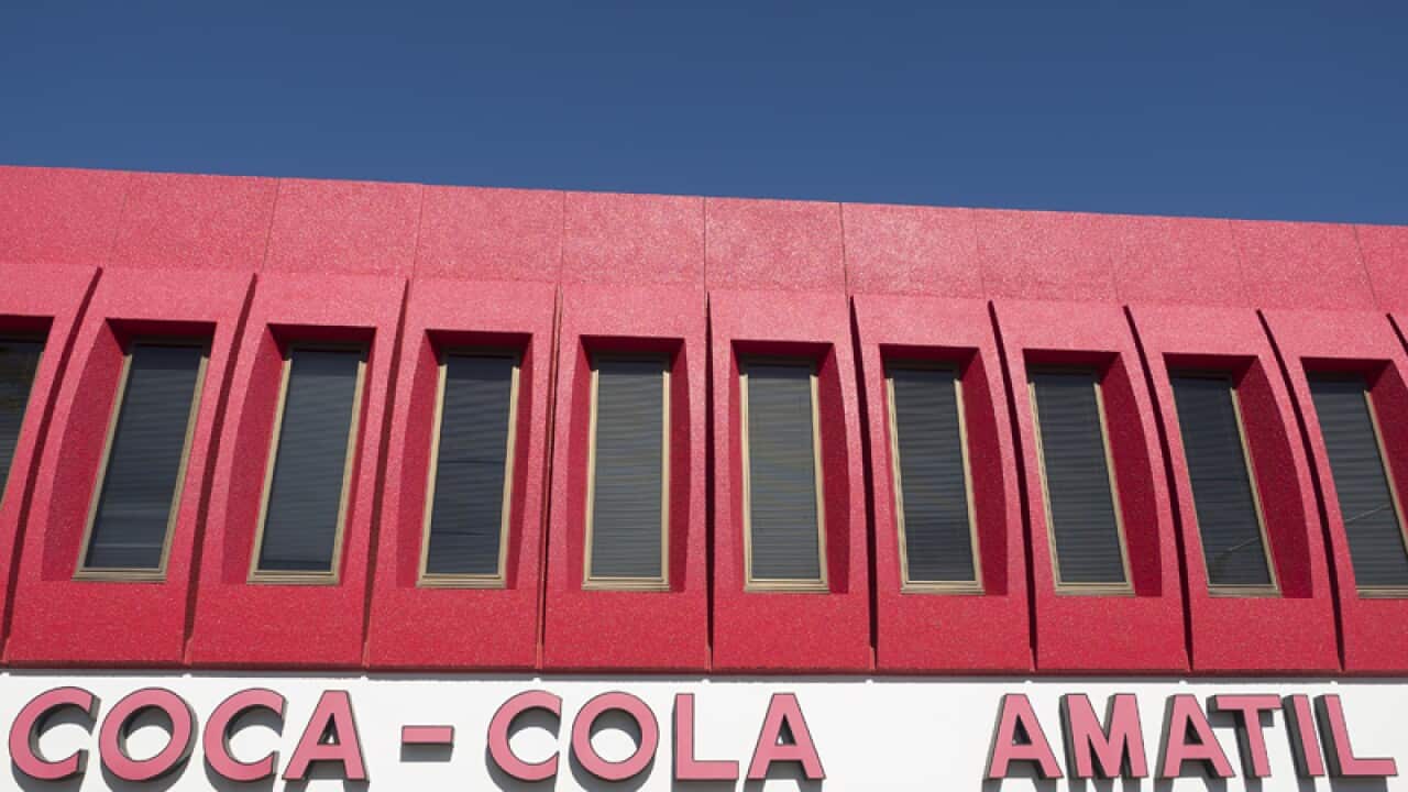 Coca-Cola signage at their bottling factory in Adelaide