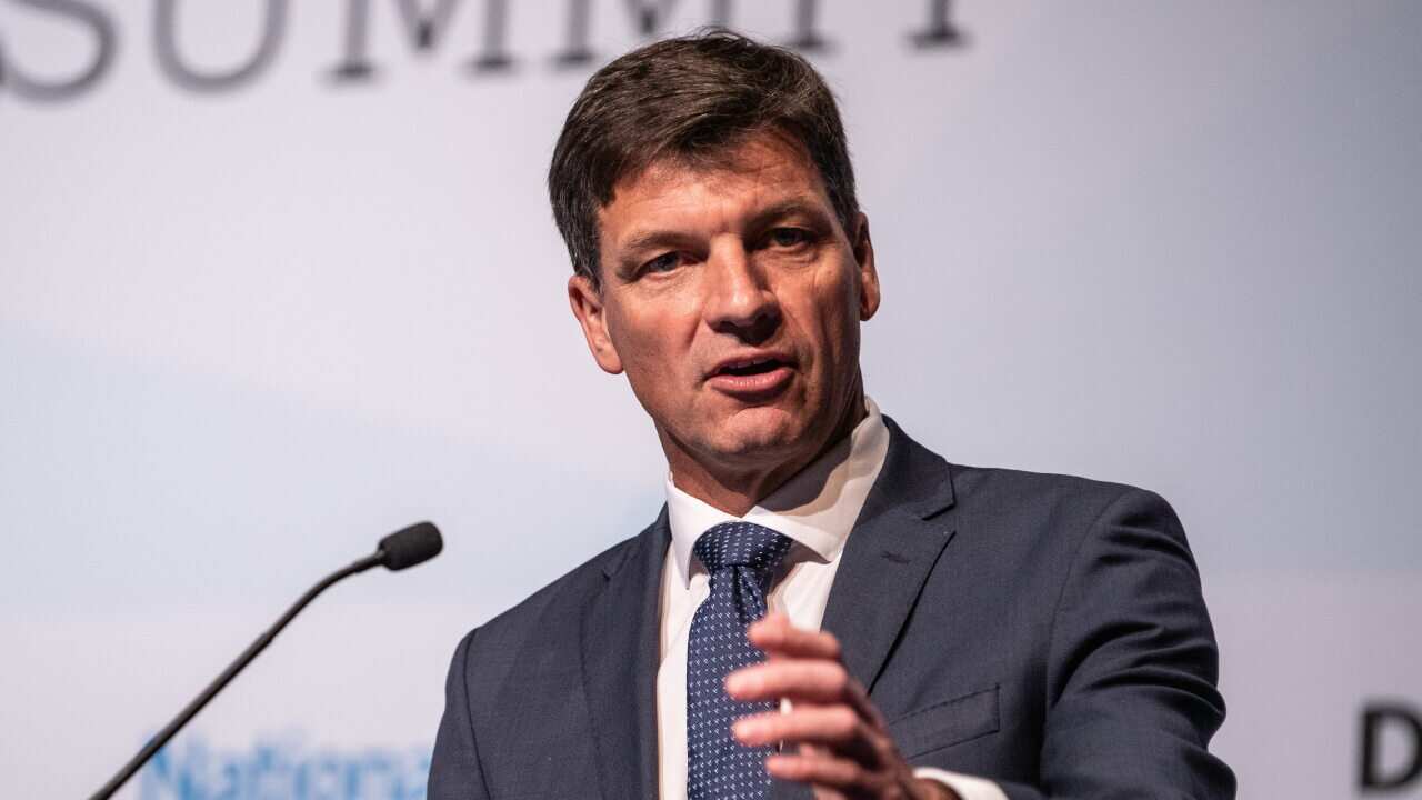 Minister for Energy Angus Taylor delivering the keynote address at the Financial Review National Energy Summit in Sydney.
