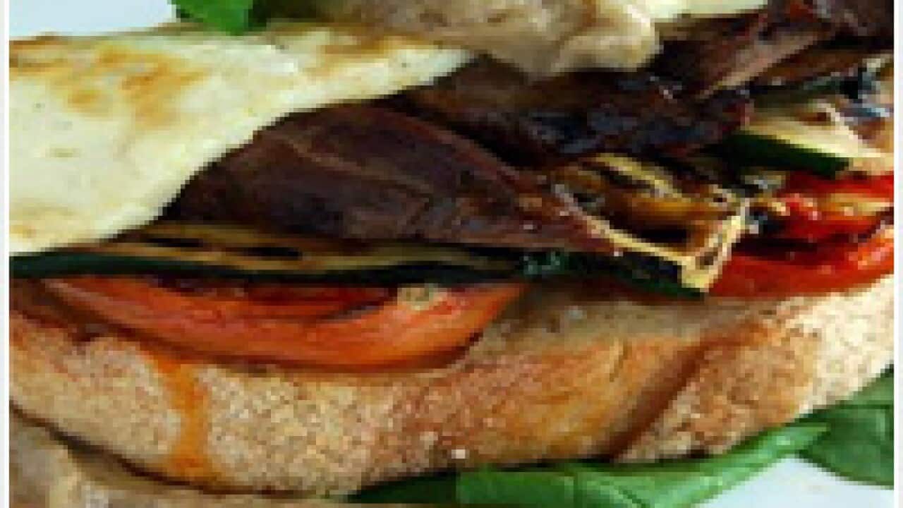 Chargrilled lamb, zucchini and fetta crostini