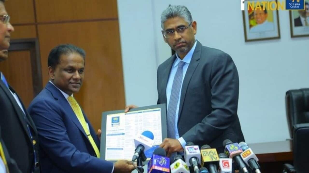 Sri Lanka Cricket president Thilanga Sumathipala and Sri Lankan sports minister