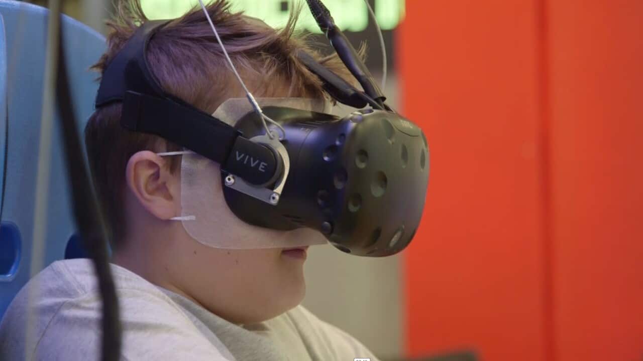 A player tries out Timezone's new virtual reality game.
