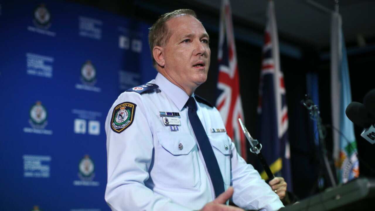 New South Wales Police Force Commissioner Mick Fuller speaks during a press conference in response to the Lindt Cafe siege inquest findings in Sydney, Wednesday, May 24, 2017. (AAP Image/David Moir) NO ARCHIVING