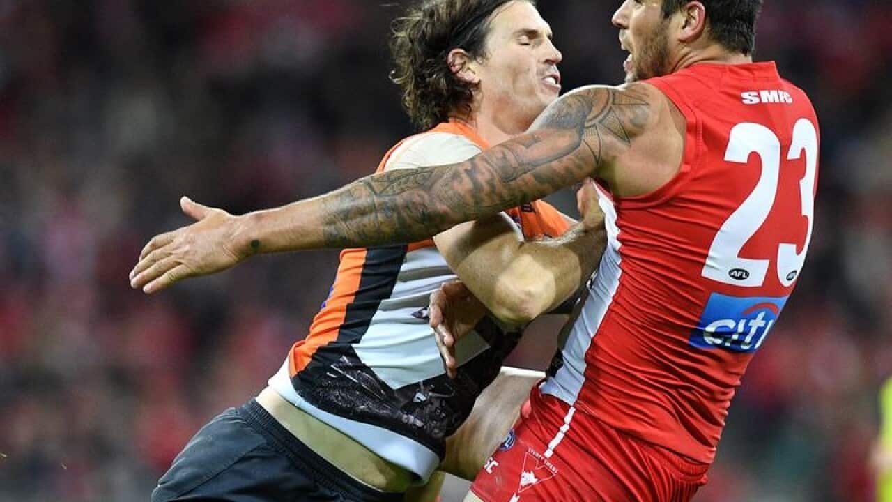A file image of Phil Davis (L) and Lance Franklin