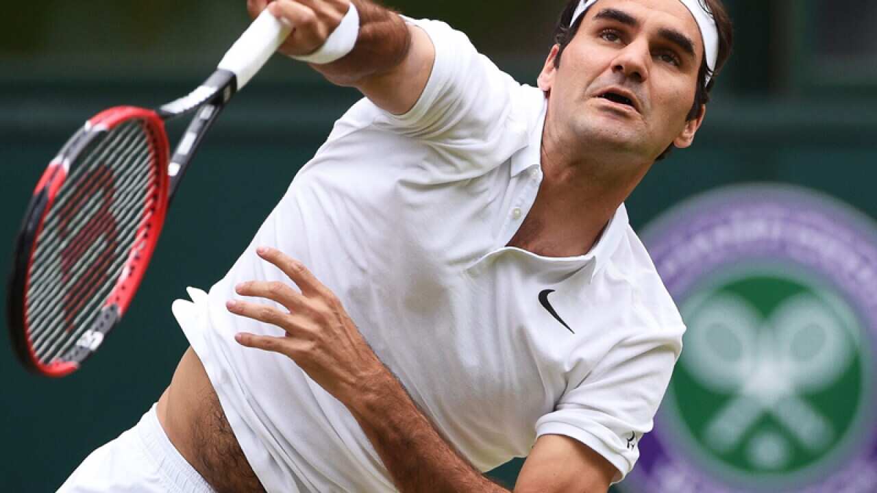 Roger Federer of Switzerland during Wimbledon
