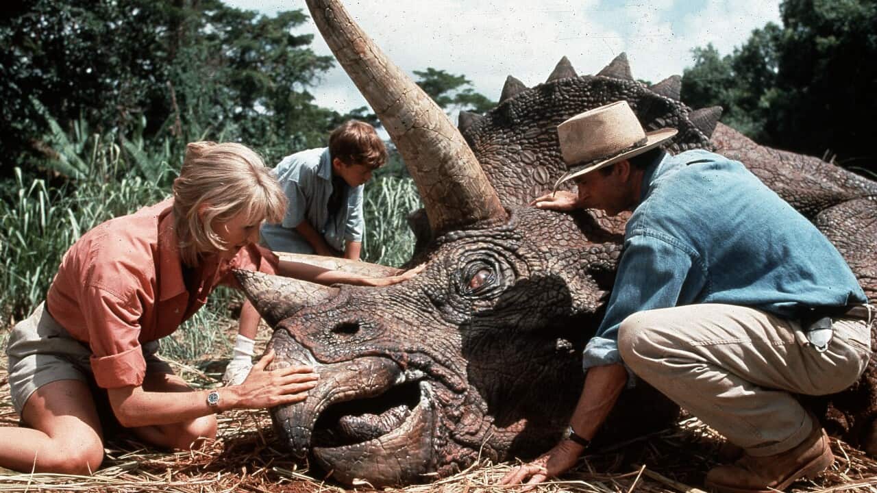 Jurassic Park (1993) starring Laura Dern and Sam Neill. (AAP)