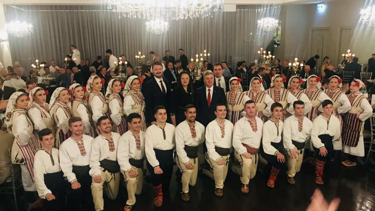Macedonian Former President dr Gjorge Ivanov withh 'Ilinden' dancers during humanitarian event in Sydney, 28March,2020