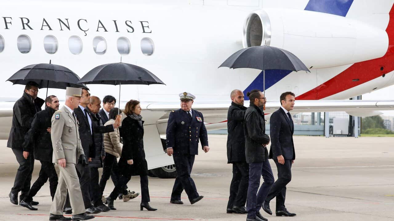 The hostages arrived at Villacoublay airport, near Paris, France.