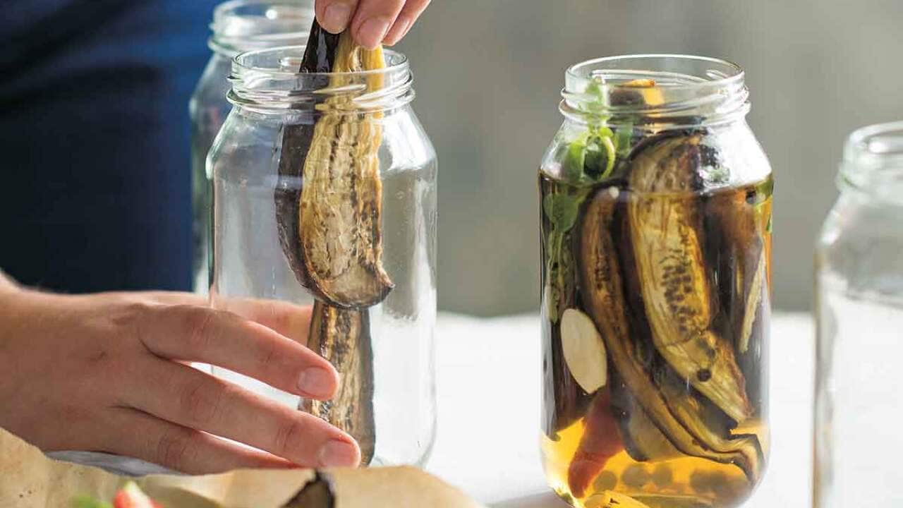 Roasted pickled eggplant