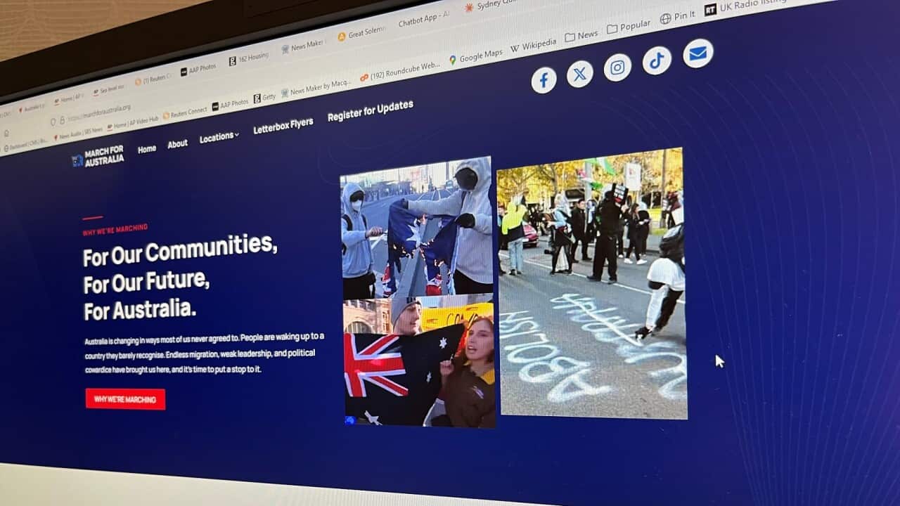 The March for Australia website is seen on a computer screen (SBS).jpg