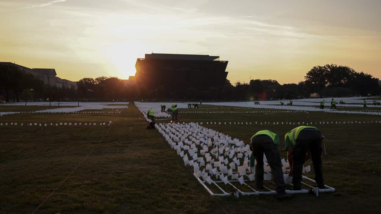 Over 650,000 white flags are being planted on National Mall to honour US Covid deaths.