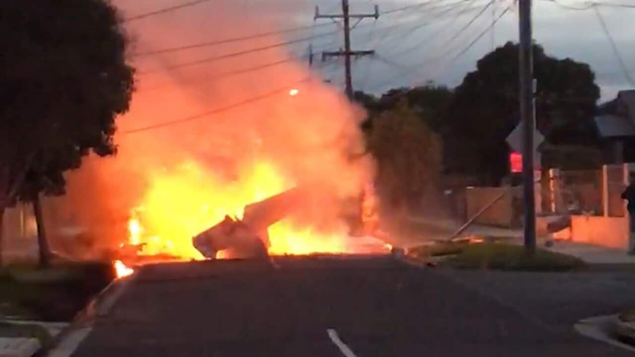The plane crash in Melbourne.