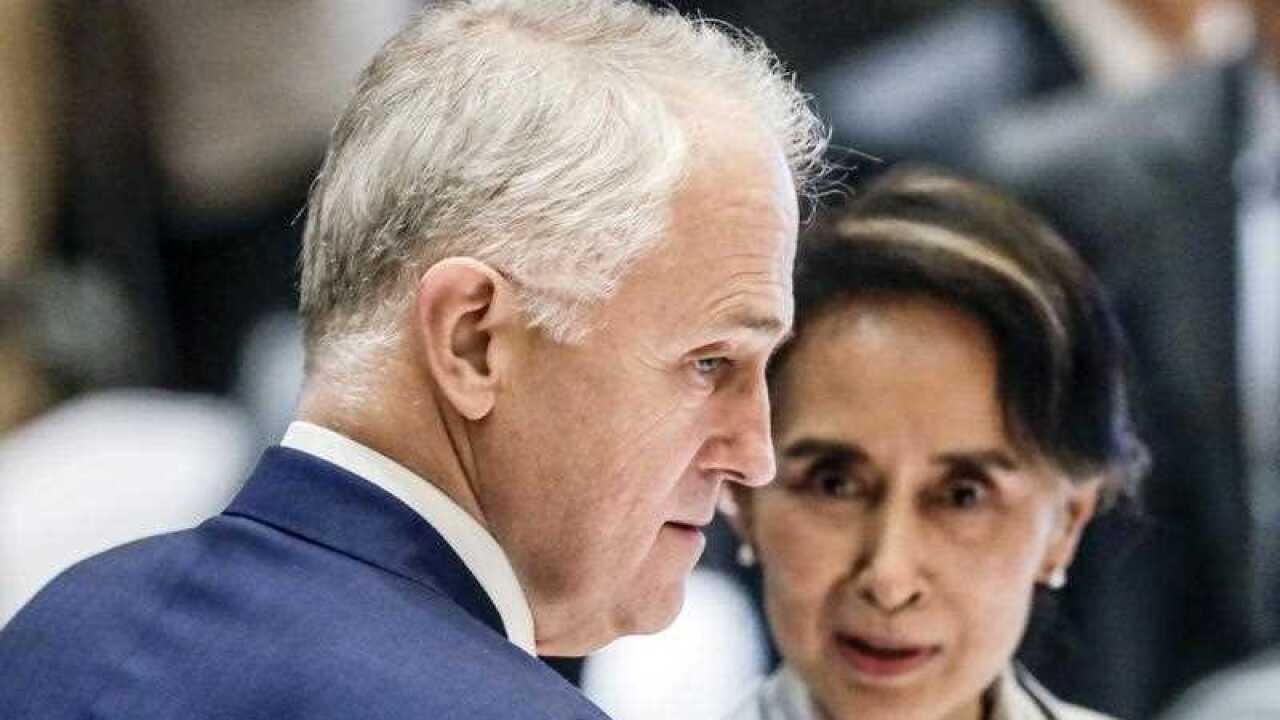 Malcolm Turnbull and Aung San Suu Kyi during the 2016 ASEAN Summit in Laos.