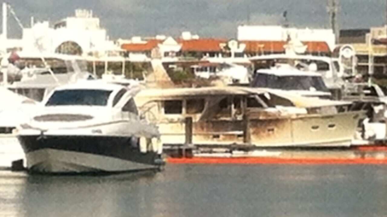 Damaged yachts at a Gold Coast marina