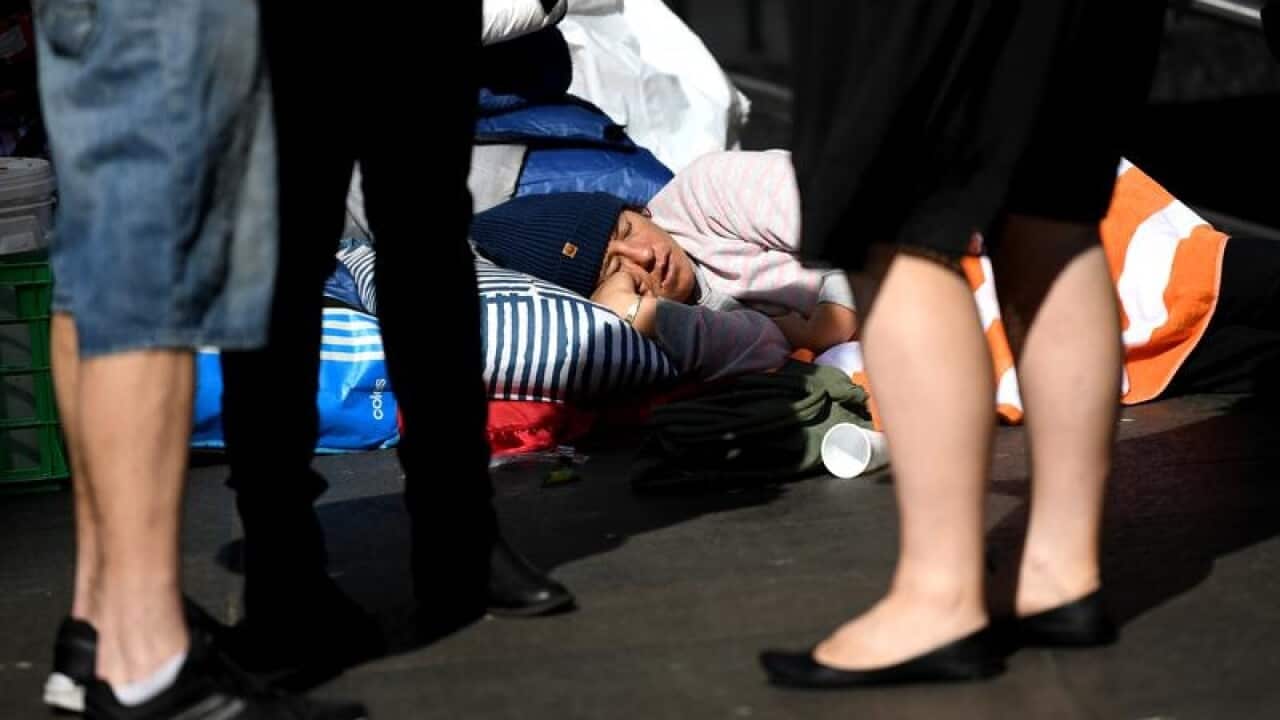 A resident of Tent City