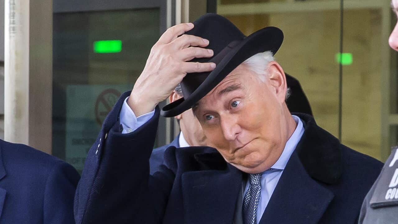 Roger Stone leaves the DC Federal District Court in Washington, DC, USA, 20 February 2020
