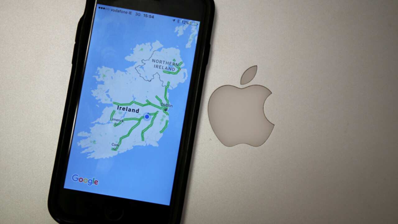 A map of Ireland beside the Apple logo